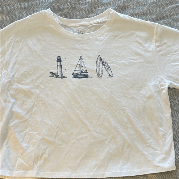 Organic Generation Tops - Coastal White Graphic Tee - Short Sleeve